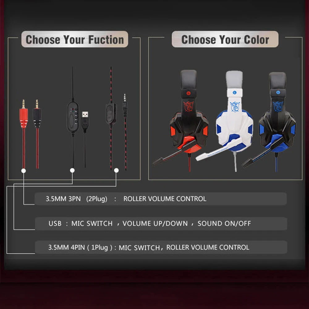 Gaming Headphones Bass Stereo Gamer Headset With Microphone