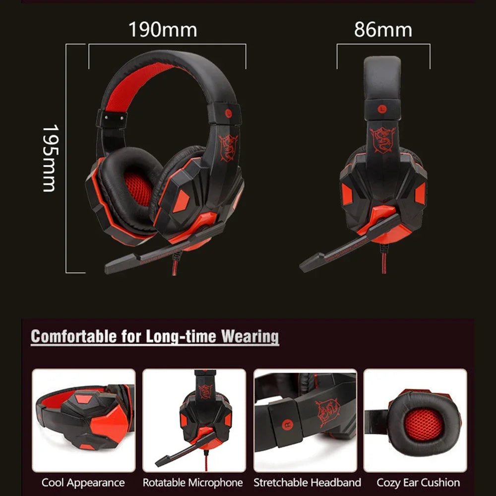 Gaming Headphones Bass Stereo Gamer Headset With Microphone