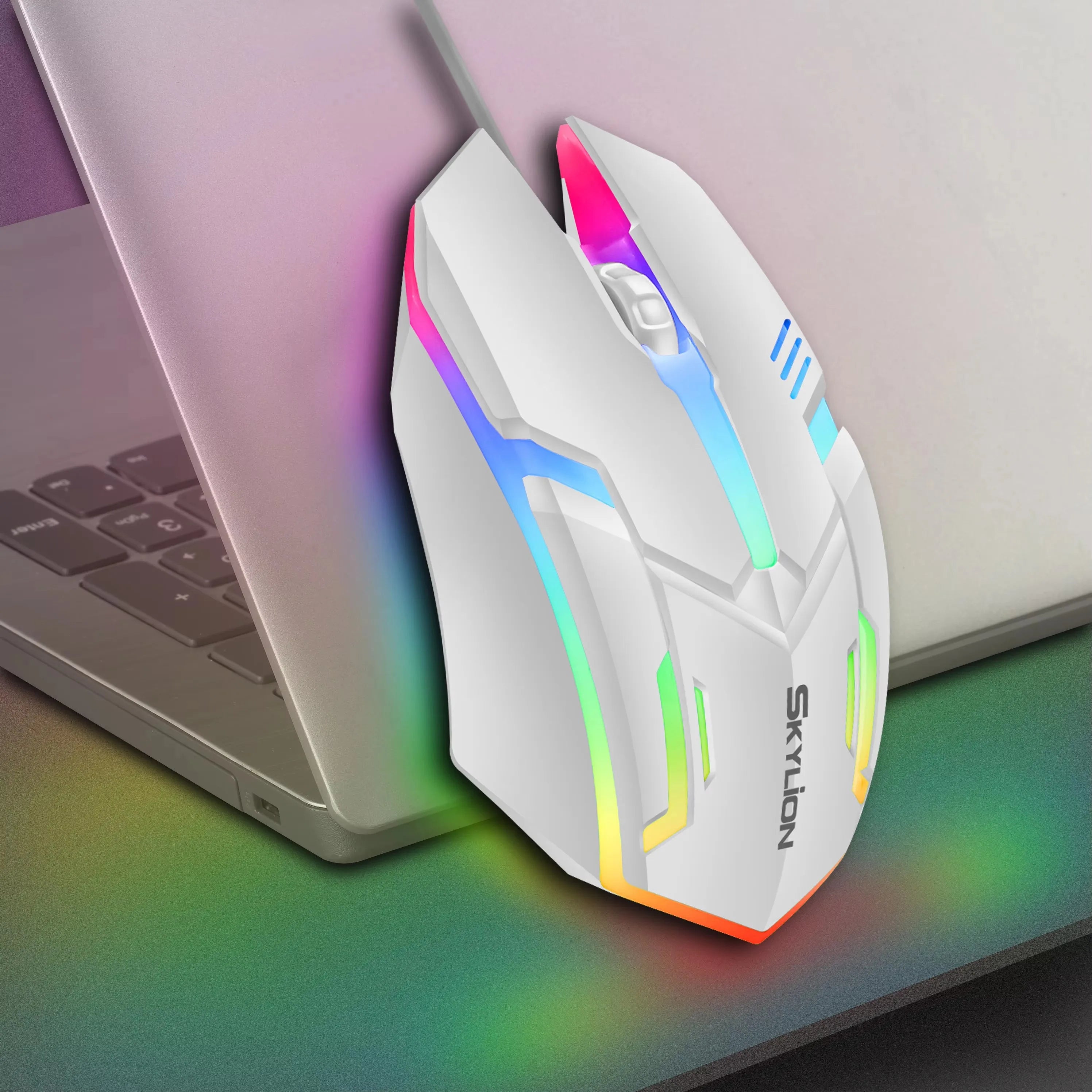 F1 Wired 3 Keys Mouse Colorful Lighting Gaming